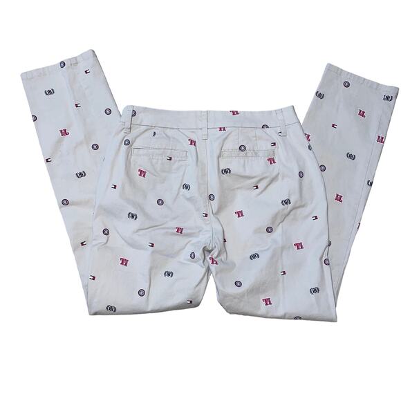 Tommy Hilfiger Khaki Hampton TH Logo All over Print chino pants size 2 - Picture 2 of 8